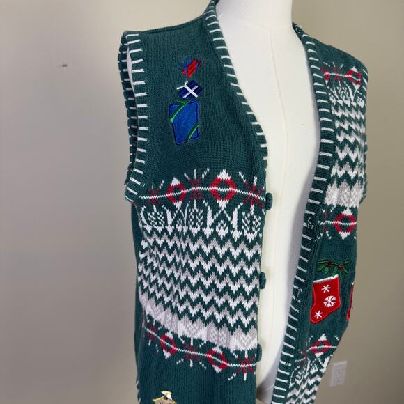 Holiday Editions Christmas Embroidered Sweater Vest US Women's XL - Picture 3 of 8